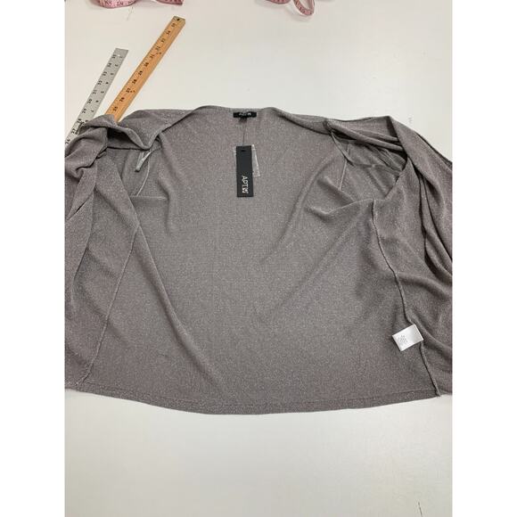 Apt. 9 Asymmetrical Cardigan Women L Large Silver Metallic Open Front Tab Sleeve - Picture 7 of 14